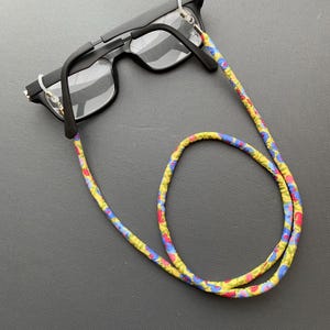 A Handmade Liberty Fabric Glasses Chain, Sunglasses Cord, Spectacles Holder Yellow Berry
