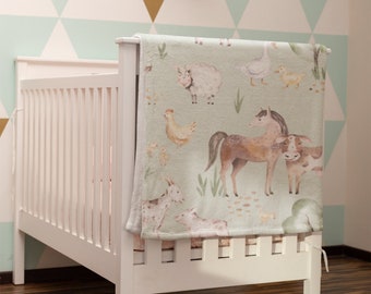 Baby Blanket, made of Soft Fleece, Baby Gift, Farm Animals, Baby Shower, Toddler Blanket