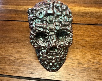 Mechanic Skull, Nuts And Bolts Skull, Toolbox Paper Weight, Garage Decor