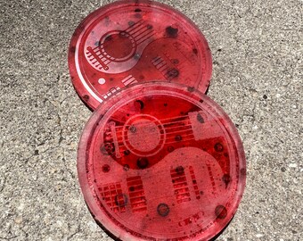 Blood Splatter Coasters, Guitar Coasters, Gift For Guitar Player, Blood Splatter Decor, Creepy Coasters, Music Coasters