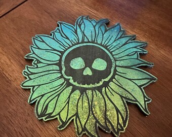 Large Flower Skull Coaster, Skull Coaster, Flowers And Skulls, Resin Skulls, Resin Flower