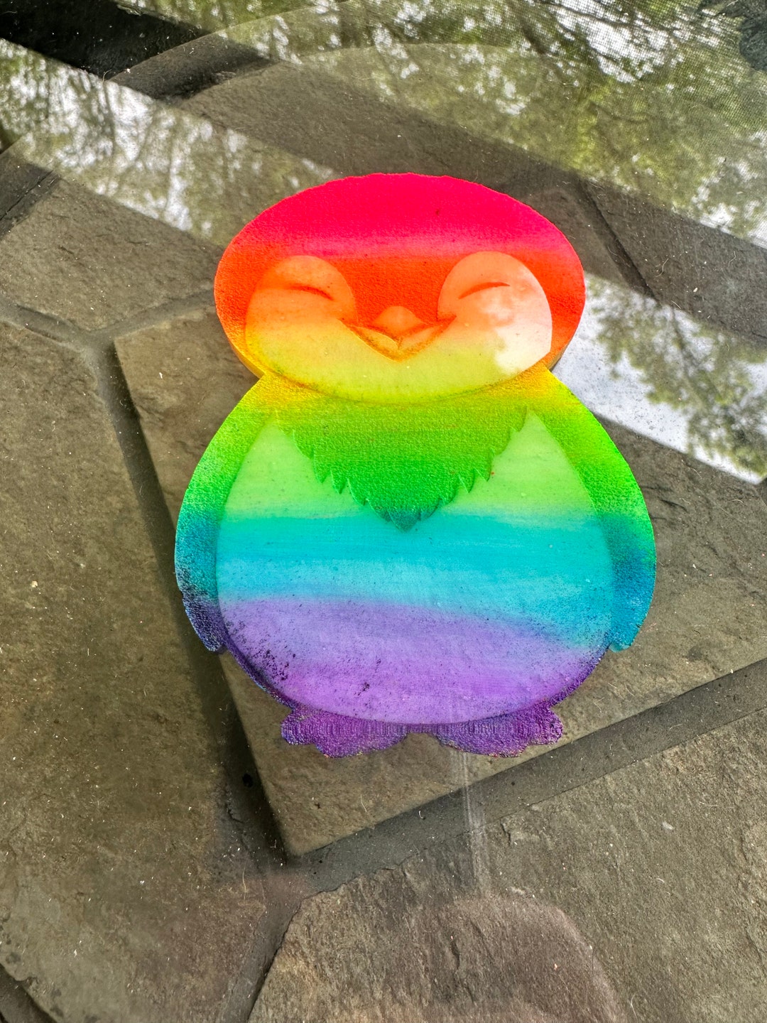 Penguin Decor Rainbow Art Penguin Gift Tie Dye Decor Penguin Decor