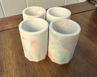 Rocket Shot Glass Set, Patriotic Shot Glasses, Four Shot Glasses, White Shot Glasses, Blue & Red Shot Glasses