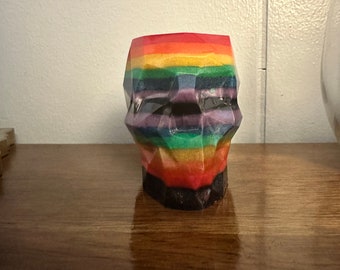 Skull Pen Holder, Skull Desk Decor, Skull Organizer, Rainbow Skull