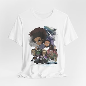Boondocks T-Shirt – Retro Hip Hop Graphic Tee | Vintage Cartoon Streetwear Featuring Huey, Riley, Grandad | Unisex Cool Urban Shirt