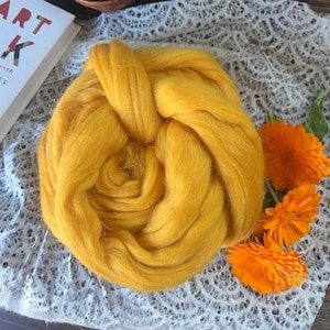 Honey Colored Bio-Nylon Vegan Combed Top, 4 oz, Super Soft, Sustainable Material, Eco-Friendly Fiber, Spinning, Blending, Art Batts, Felting
