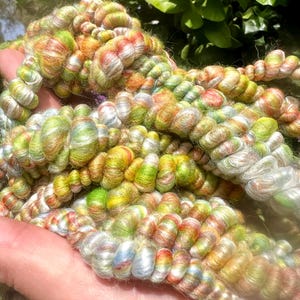 Bobble Coiled Art Yarn, Bulky, Chunky, Textured, Decorative, FIRST FROST, over 6 yards, Pastel Colors, for Weaving, Macraweave, Fiber Arts