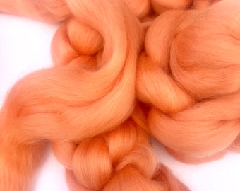Peach Corriedale Wool Combed Top Roving:For Spinning, Felting, Weaving (4 oz)
