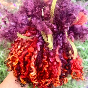 Hand Dyed Teeswater Wool Locks Separated, 8-9 inches long, 1 oz, FLAMES, for Wet or Needle Felting, Weaving, Art Yarn Spinning, Doll Hair