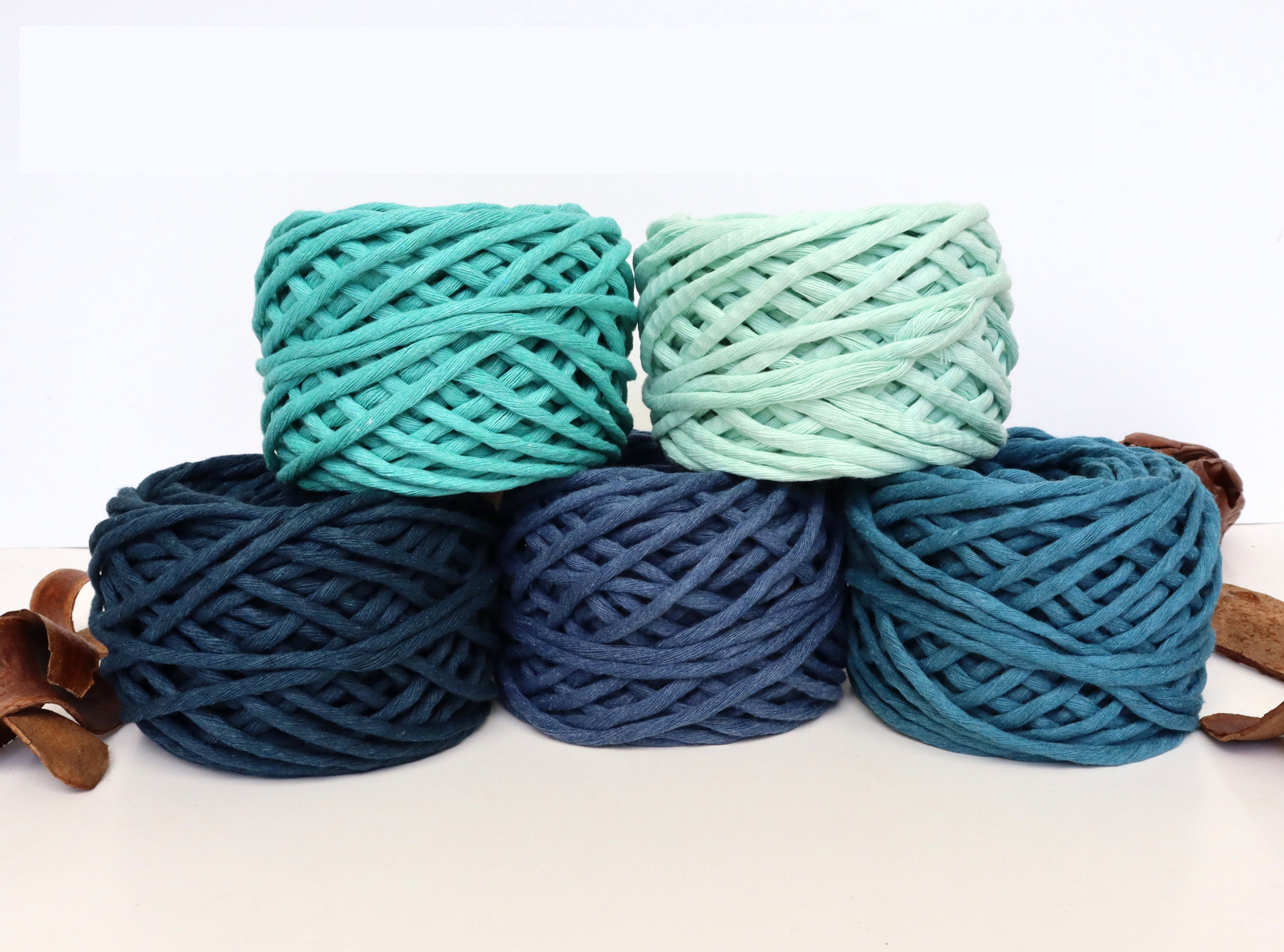 6MM Cotton Rope 1/4 Inch Macrame Cord Super Soft Weaving Cord Three Strand  Twisted Cotton Rope Blue Green Variety Macrame Rope 