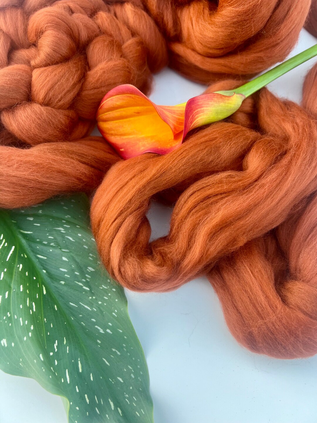 18.5 Mic, Superfine Merino Wool Combed Top Roving, RUST, 4 Oz, for ...