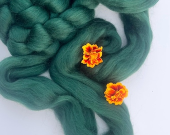 Conifer Green Corriedale Wool Roving: for Felting, Weaving, Spinning - 4 oz