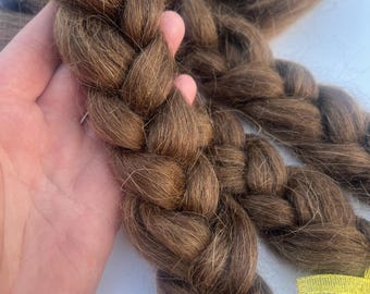 Walnut Brown Mohair Wool Fiber: Doll Hair, Needle Felting