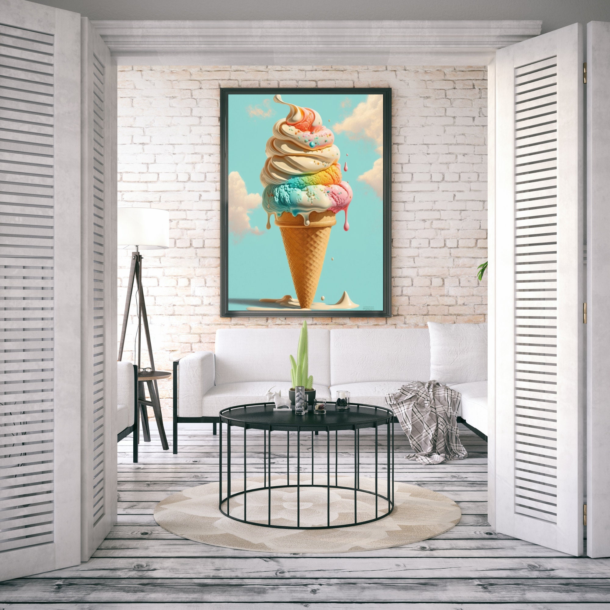 Melting Ice Cream Wall Art Home Decor Art Print Digital Download Summer Wall Work Art Print Fun ...