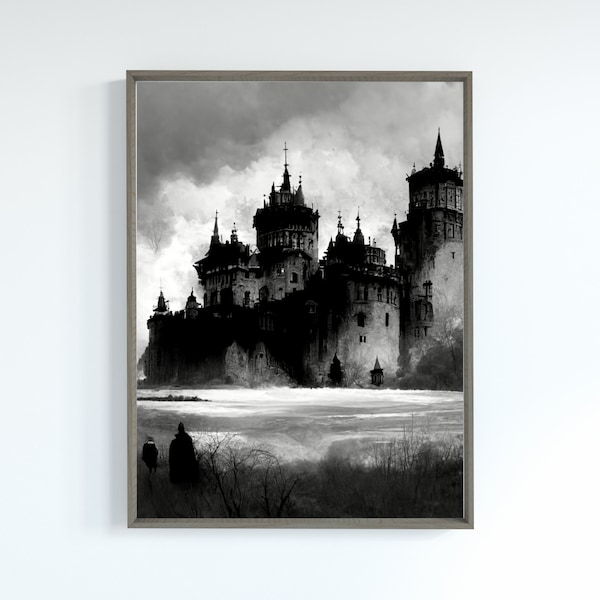 Black and White Castle Wall Art - Etsy