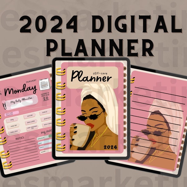 BLACK GIRL Digital Planner 2024 | Black Girl Self Care| GoodNotes, iPad, Android Planner| Daily and Weekly Planner| Notability Planner