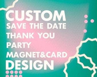 Magnet and Card Design for Your Special Occasions featuring Save the Date, Thank You, and elements like State, Country, City, Maison, Church