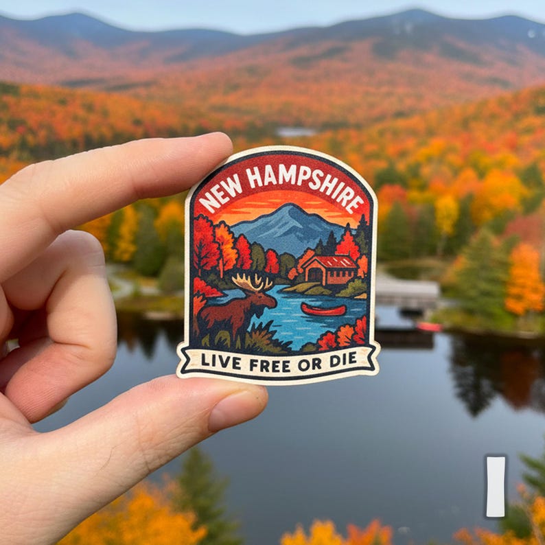 New Hampshire Wooden Magnet Save The Date Card, Rustic New England Destination Wedding invitation