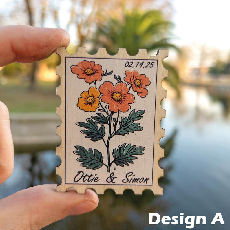 Floral Postage Stamp Save the Date Magnets, Unique Bulk Save the Dates Souvenir Gift for Guest Special Design Personalized Card and Envelope