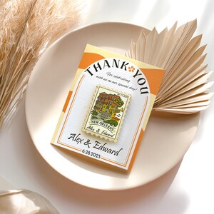 New Orleans Louisiana Wedding Favor, NOLA Thank You Card Magnet, Rustic Postage Destination Wedding Keepsake