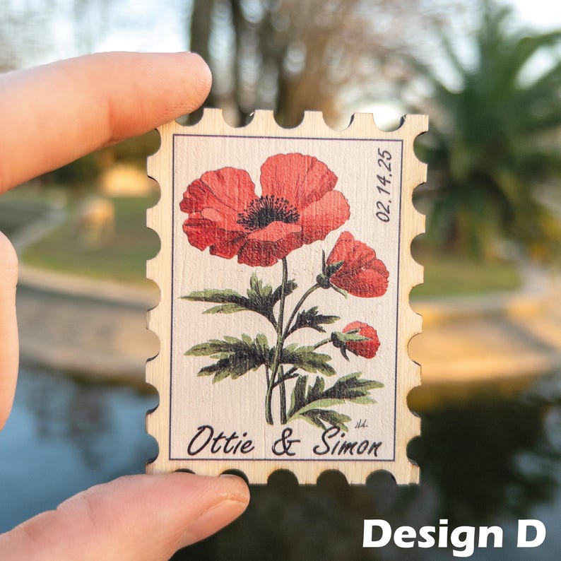 Floral Postage Stamp Save the Date Magnets, Unique Bulk Save the Dates Souvenir Gift for Guest Special Design Personalized Card and Envelope