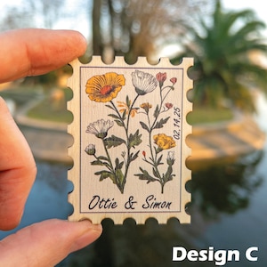 Floral Postage Stamp Save the Date Magnets, Unique Bulk Save the Dates Souvenir Gift for Guest Special Design Personalized Card and Envelope