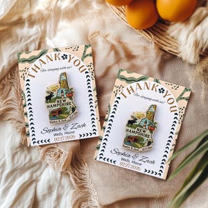 New Hampshire Wooden Magnet Wedding Favor Thank You Card, Rustic New England Destination Wedding Gift