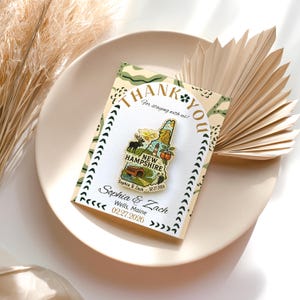 New Hampshire Wooden Magnet Wedding Favor Thank You Card, Rustic New England Destination Wedding Gift
