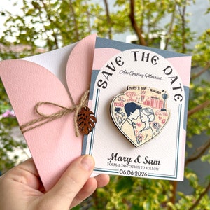 Nevada State Save the Date Magnet Rustico in Legno Bomboniera per Matrimonio Las Vegas Magnete Save the Date Design Speciale Biglietto Personalizzato e Busta