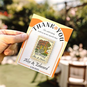 New Orleans Louisiana Wedding Favor, NOLA Thank You Card Magnet, Rustic Postage Destination Wedding Keepsake