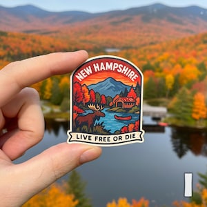 New Hampshire Wooden Magnet Wedding Favor Thank You Card, Rustic New England Destination Wedding Gift