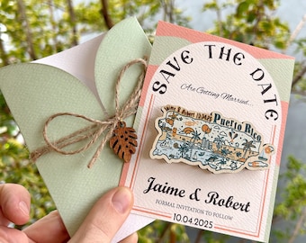Puerto Rico Save the Date Magnet, Rustic Wedding Favor