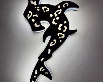 Hammerhead Shark Wall Lamp: Custom Leopard Print Shark Night Light USB powered