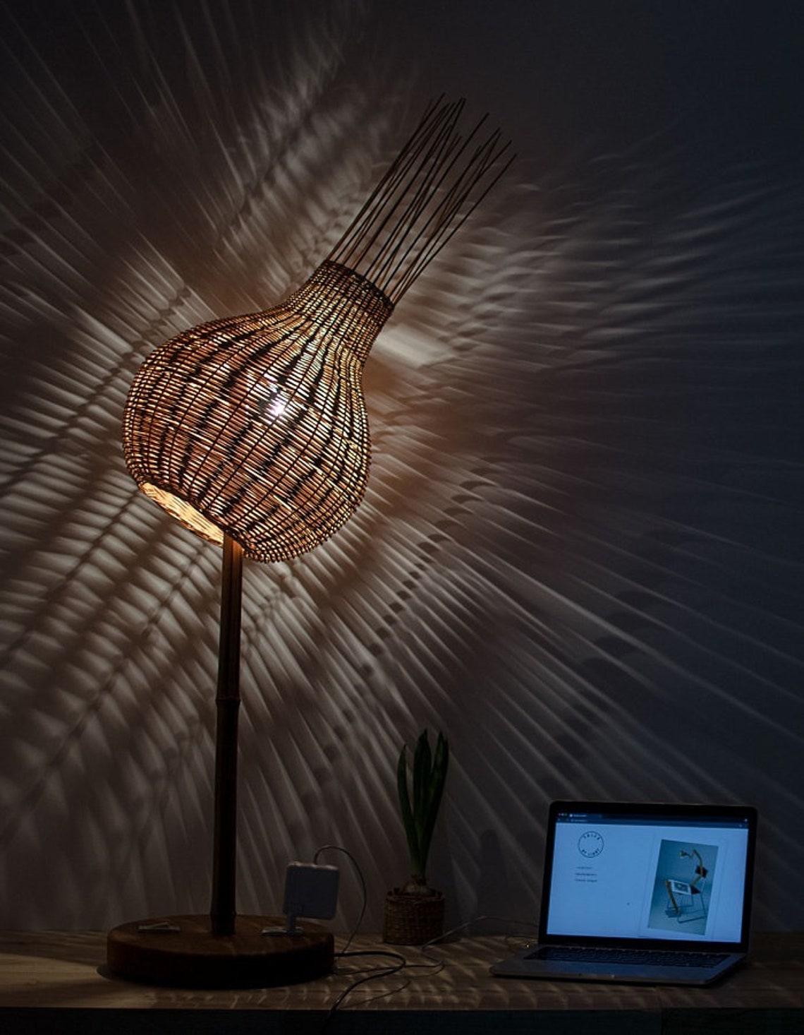 Bamboo Floor Lamp Shade Onion Art Boho Lamp Art Deco Lamp | Etsy