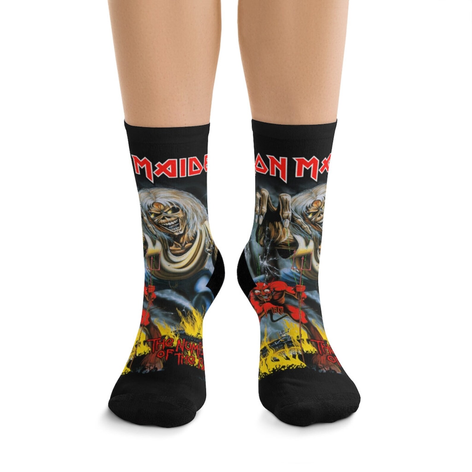 Iron Maiden socks unisex 80's heavy metal socks Fear of Etsy