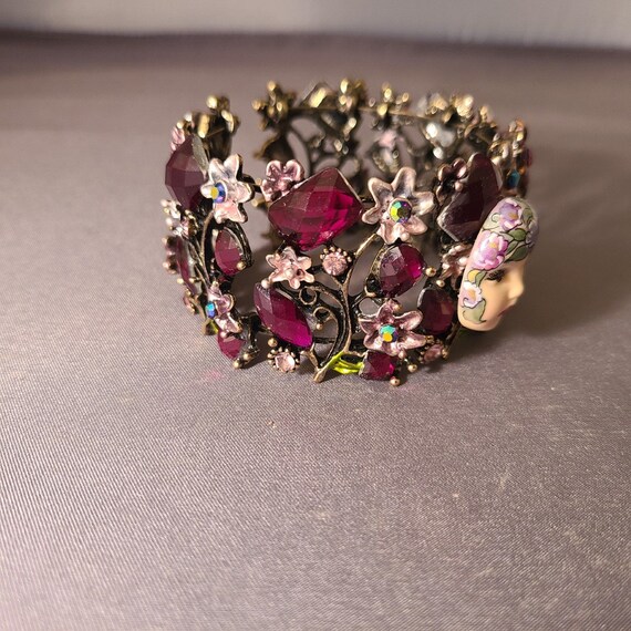 Art Deco Cuff Rhinestone Bracelet - image 3