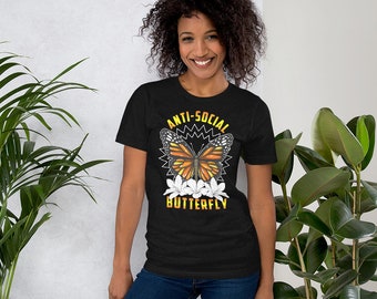 Anti-social butterfly t-shirt - Butterfly tee - Introvert shirt for women