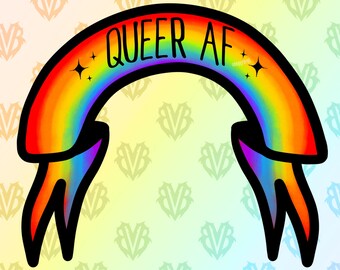 Discontinued Queer AF Pride Sticker - Gay Rainbow LGBTQ+