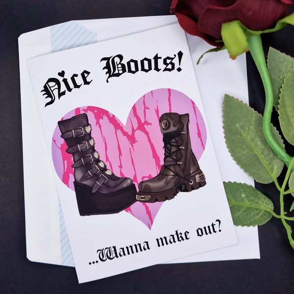 Goth Alternative Valentines Card - Nice Boots!