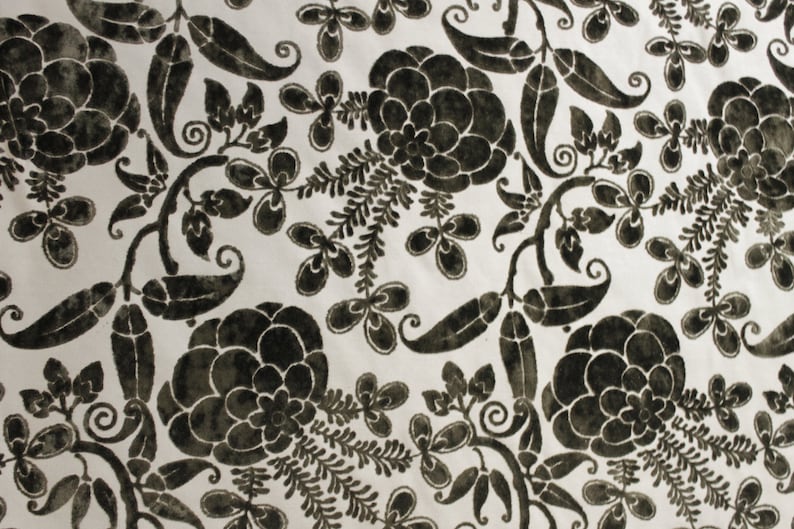 3 Yds Rare Vintage KRAVET Roma Brown Ivory LUXURIOUS VELVET Burnout Upholstery Fabric