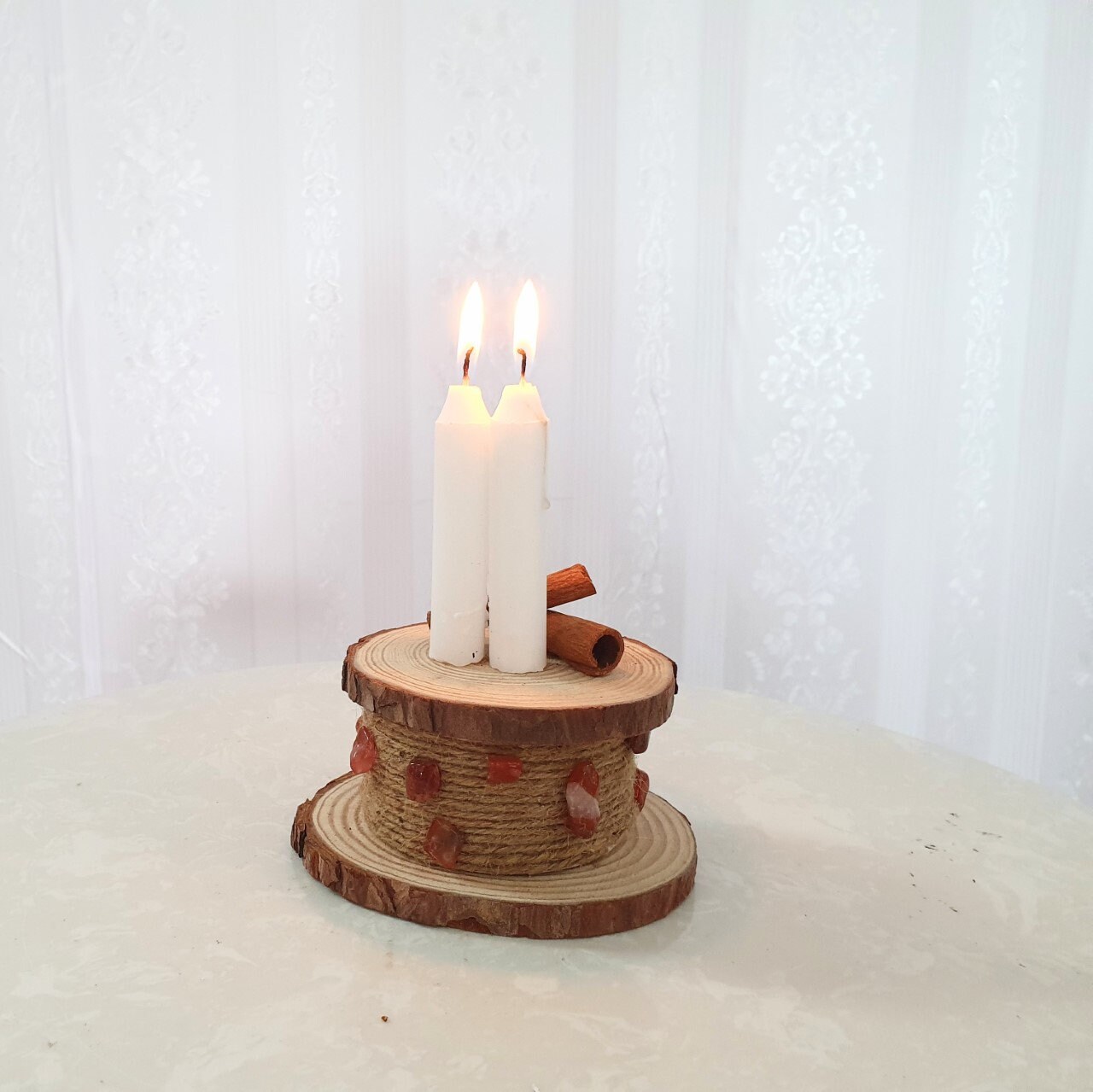 El conjunto de velas y base de madera Etsy