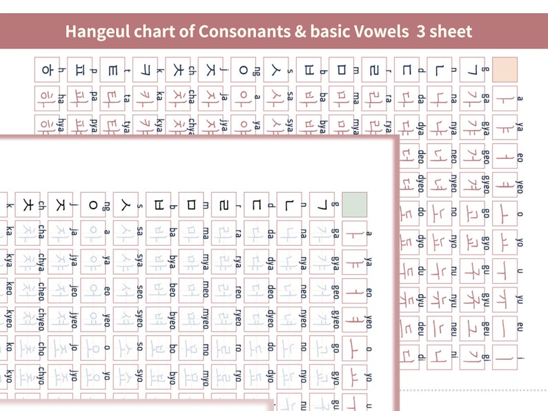 Hangul Worksheet 64 page! hangul card, chart