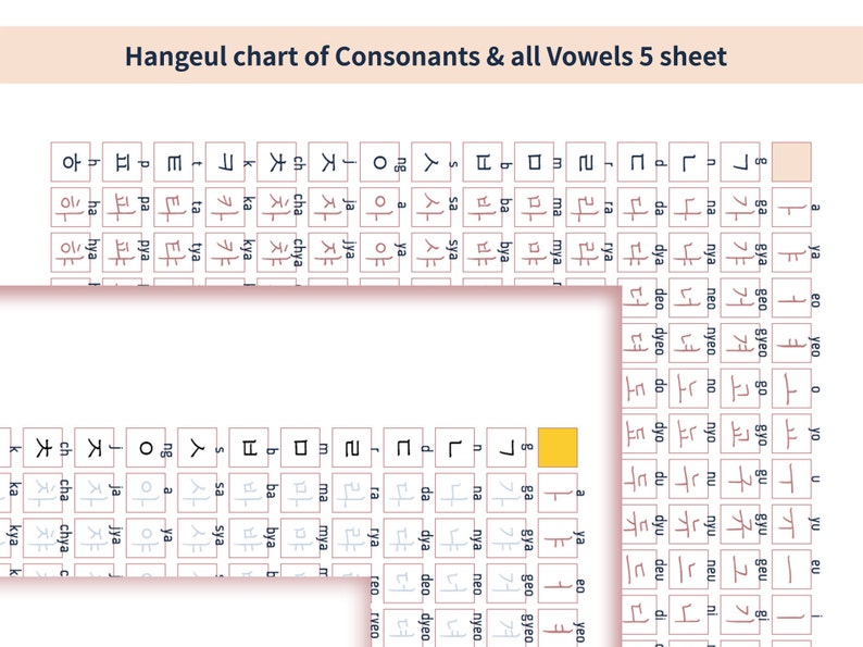 Hangul Worksheet 64 page! hangul card, chart