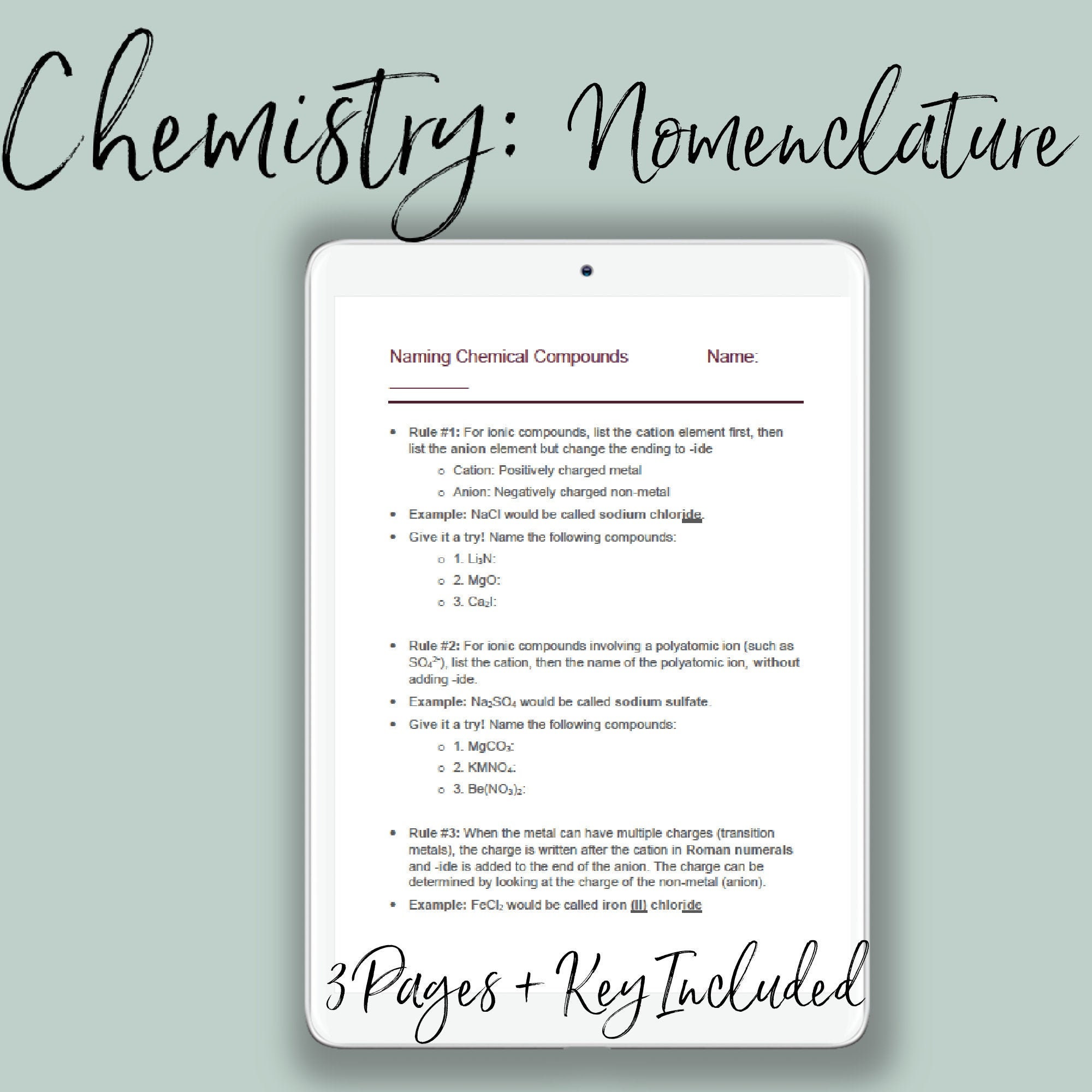 Chemistry can be pun worksheet answers