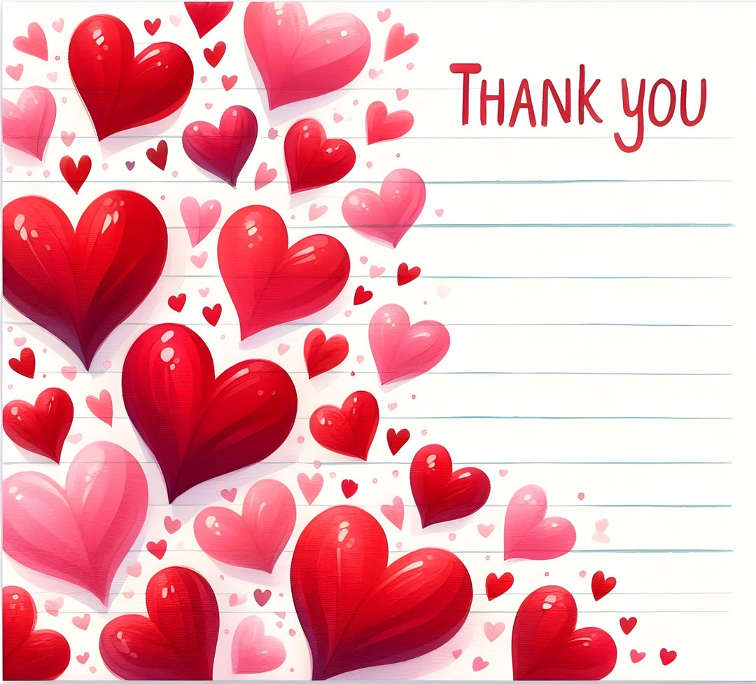 Red Heart Note Card Red Hearts Note Template - Etsy