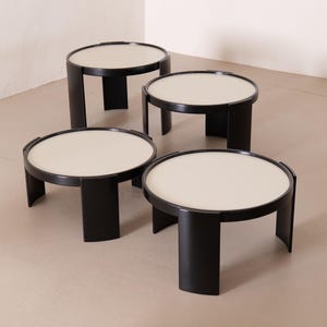 Gianfranco Frattini for Cassina 783 vintage set of nesting tables - black and white, 1970s, Italy, large version