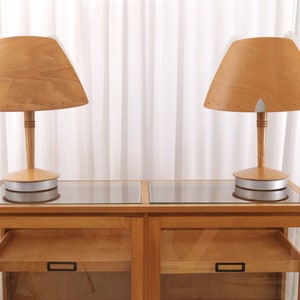 Designer vintage lamps set of 2, Lucid lamp retro, retro design classic 1970s 1980s lamp, large bedroom lamps wood, boho lamps