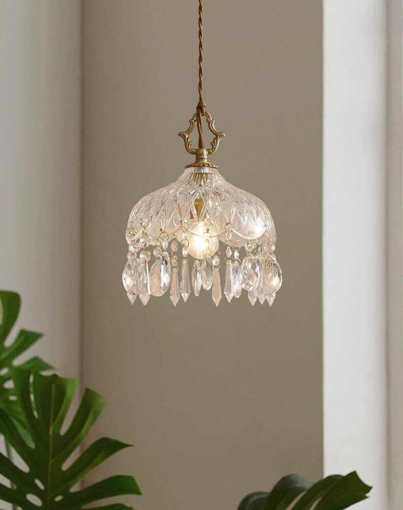 Glass Pendant Lamp, Crystal Pendant Light, Hanging Lamp, Glass Ceiling