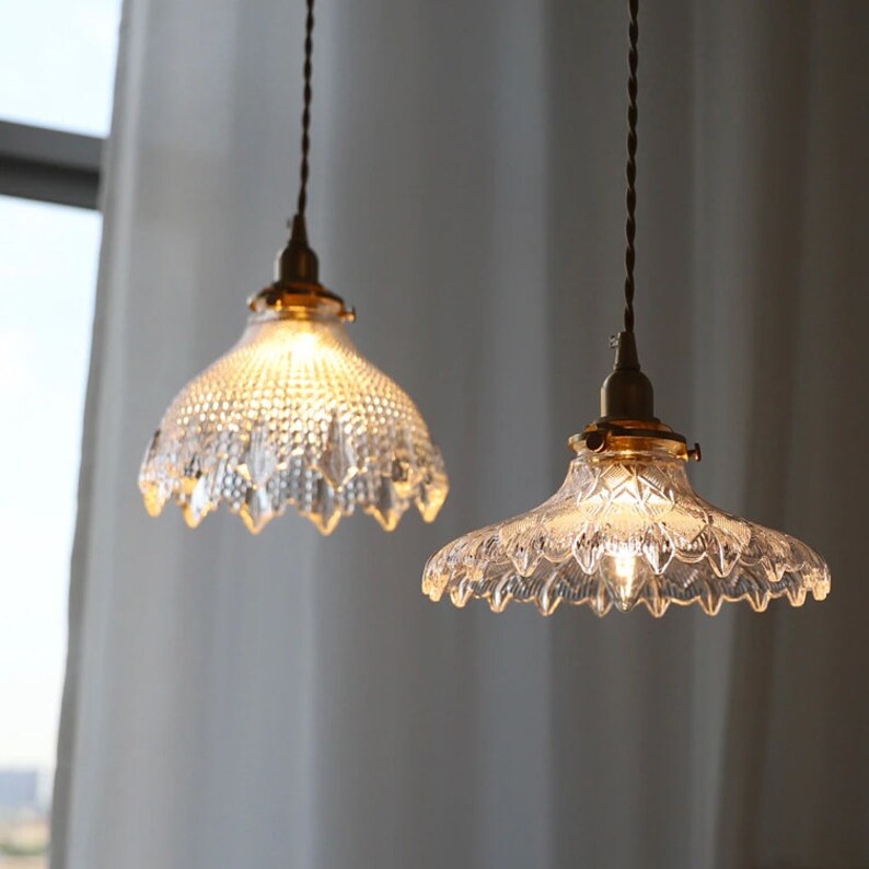 Glass Lampshade Pendant Lighting Hanging Lamp Glass Ceiling Etsy