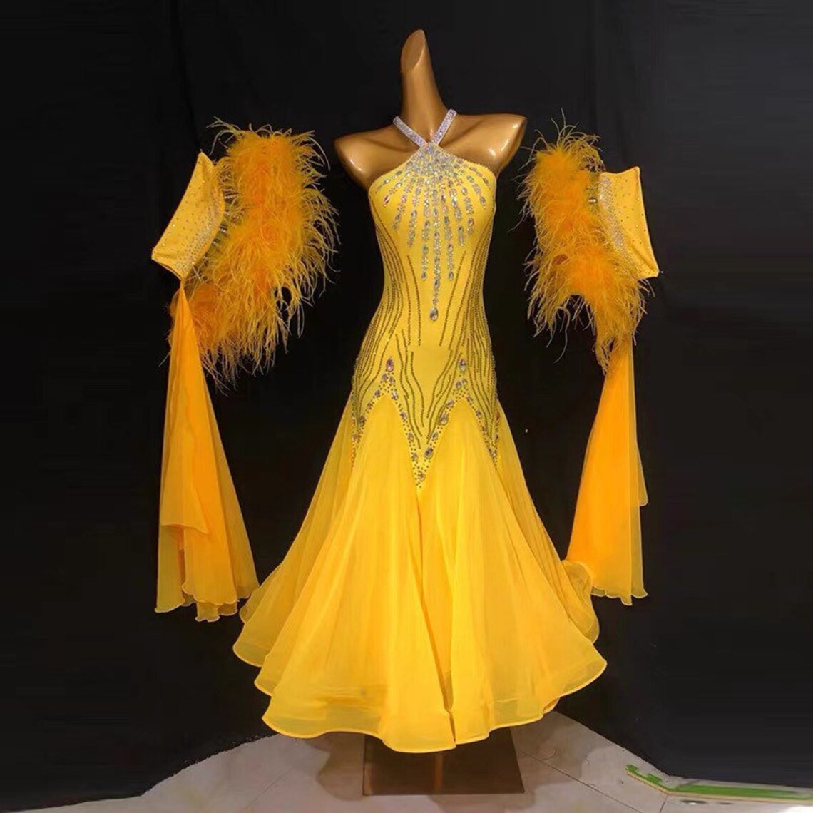 Yellow Ballroom Dress Smooth Dress Etsy